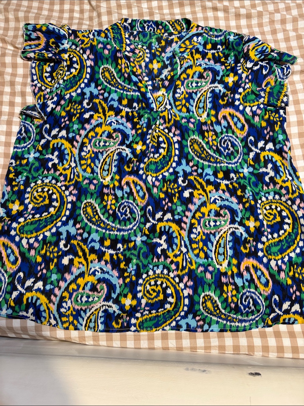 SHEIN Multicolor Paisley Print Short Sleeve Blouse